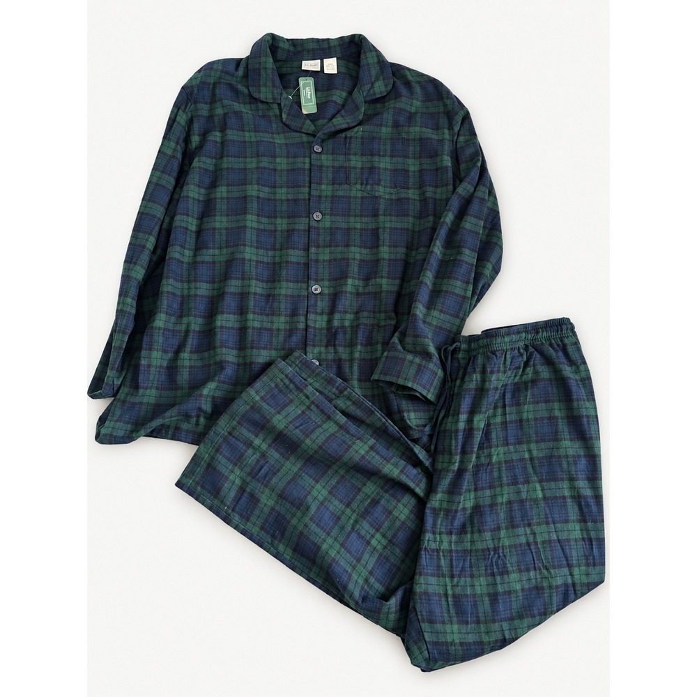 LL Bean NEW Mens Scotch Plaid Flannel Pajama Set 100% Cotton Size XXXL 3XL TALL